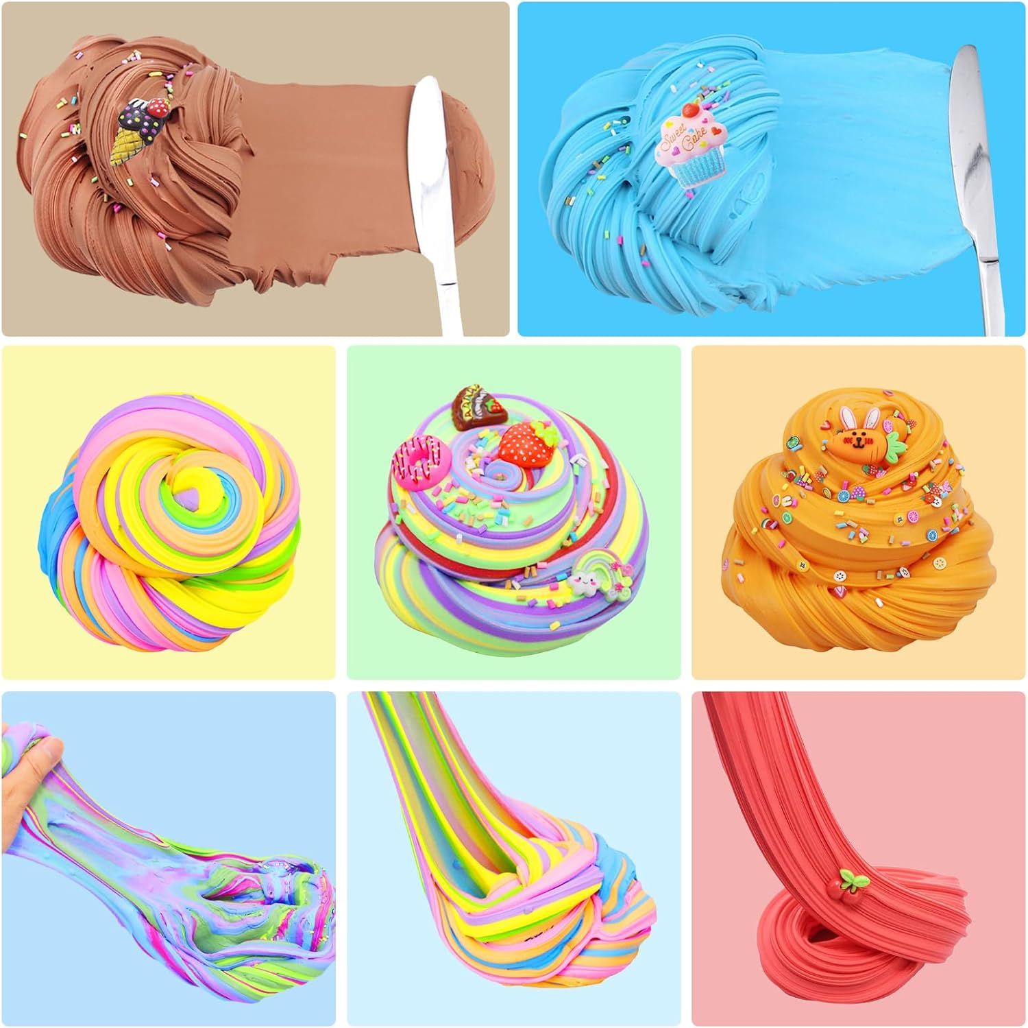 30Pack Butter Slime Kit with Cake Charms, 30ML DIY Educational Slime Toys, Super Soft & Non-Sticky Stress Relief Toy for Girls and Boys, Party Favors and Birthday Gift, Easter Basket Stuffers image number 6