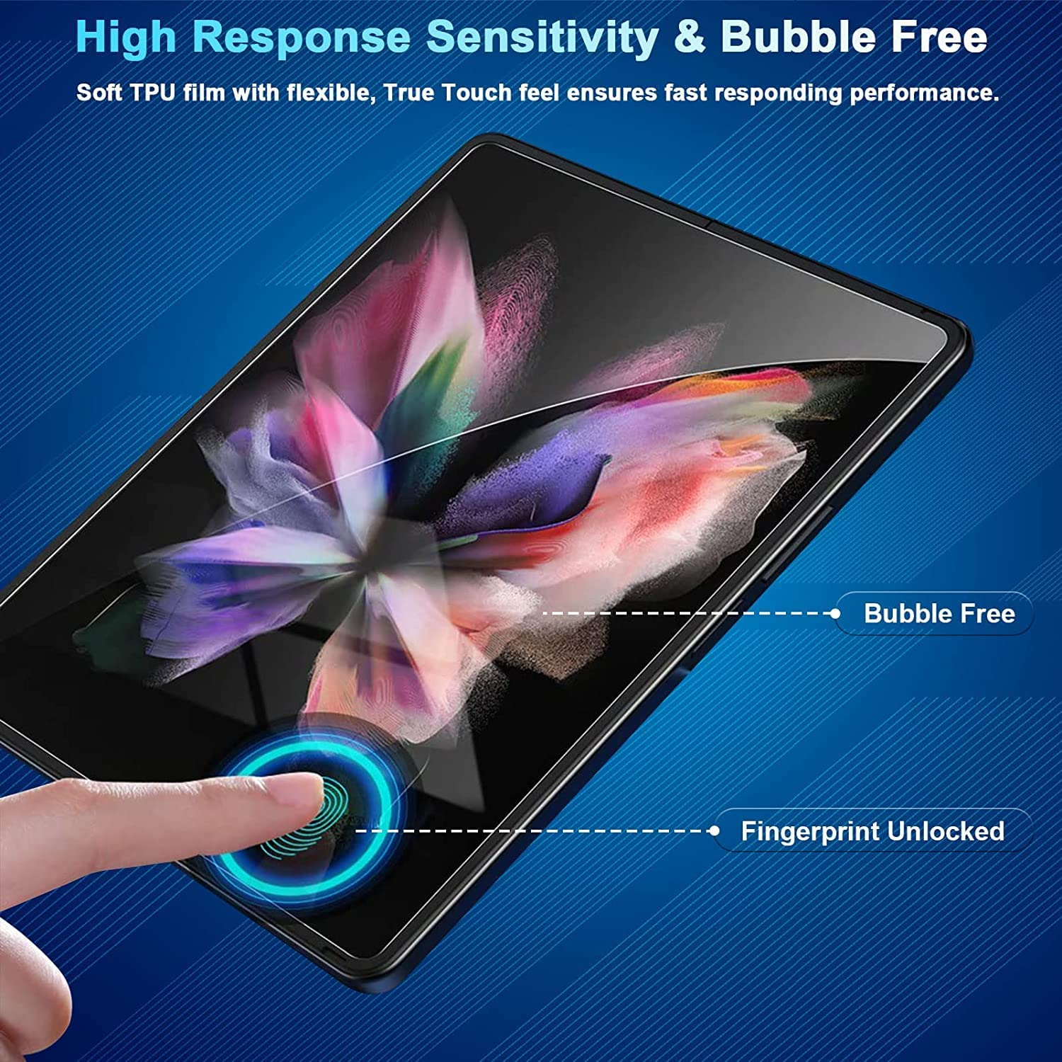 [2SET 6PCS] T Tersely HYDROGEL Screen Protector for Samsung Galaxy Z Fold 4 5G Aqua Flex Extremely Easy to Install, No Bubble, Anti-Shock Soft Protective TPU Film image number 5