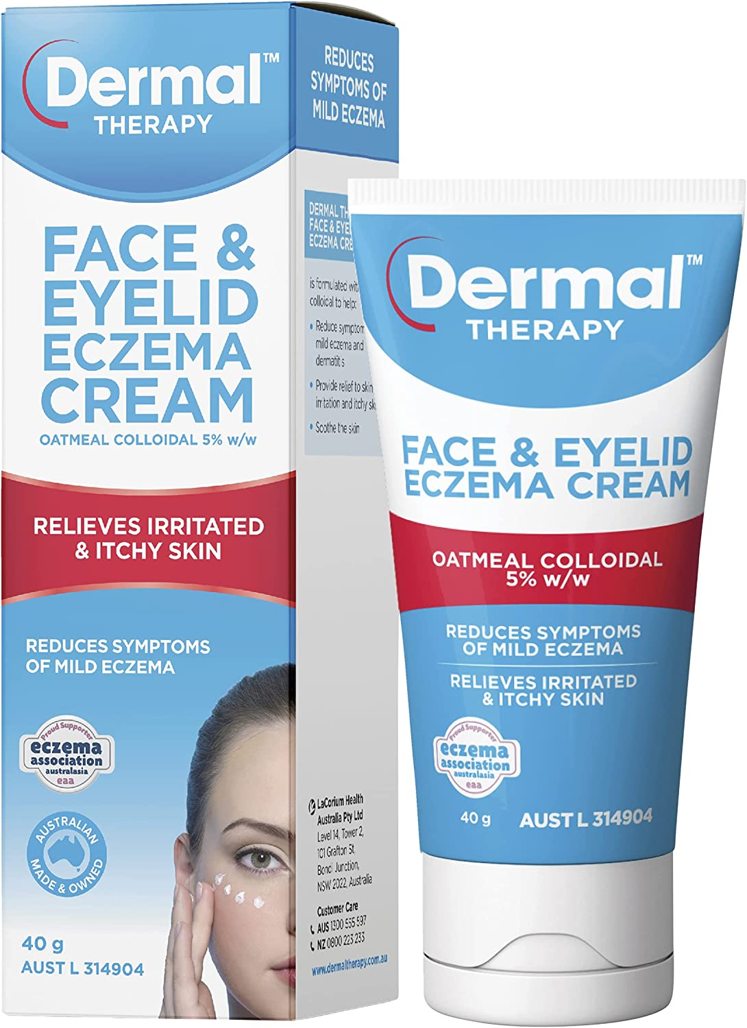 Dermal Therapy Face & Eyelid Eczema Cream - Gentle Eye Cream for Eczema & Dermatitis on Sensitive Skin, Reduces Itchy, Dry Skin, Non-Greasy, No Residue, Soothing Ointment for Irritated Skin, 40G image number 2
