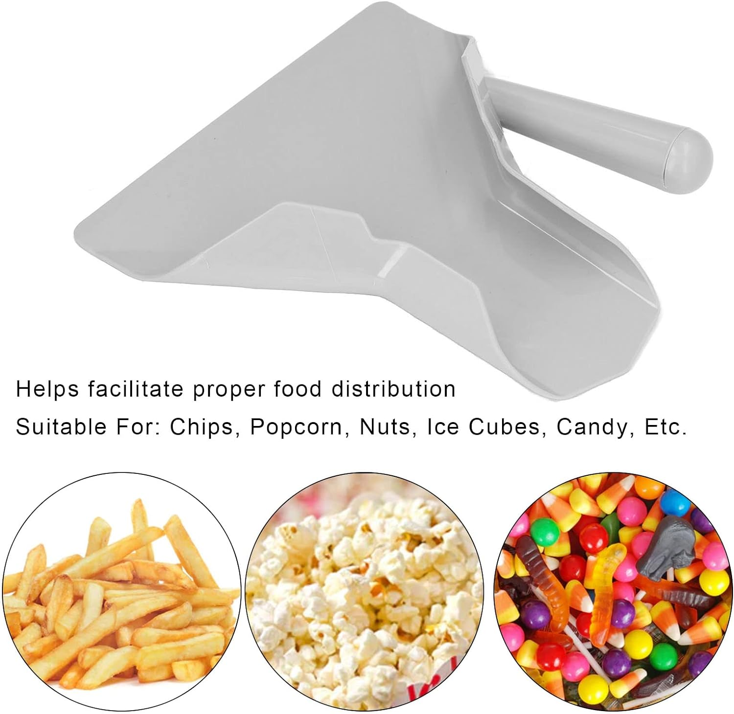 Popcorn Scoop, Food Grade French Fries Shovel French Fries Spatula, Quick Fill Tool for Food Bags & Boxes, French Fry Bagger Scooper for French Fries, Snacks, Right Handle image number 3