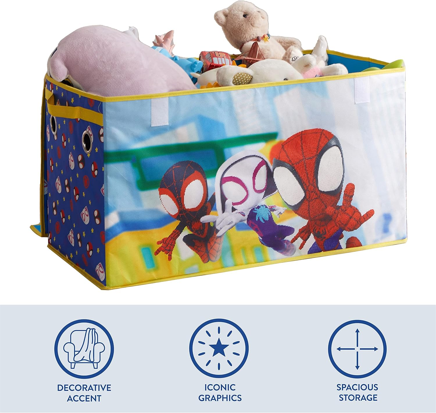 Idea Nuova Marvel Spidey and His Amazing Friends Collapsible Children&rsquo;S Toy Storage Trunk, Durable with Soft Lid, 28.5"X14.5"X16" - Batman Dark Knight image number 2