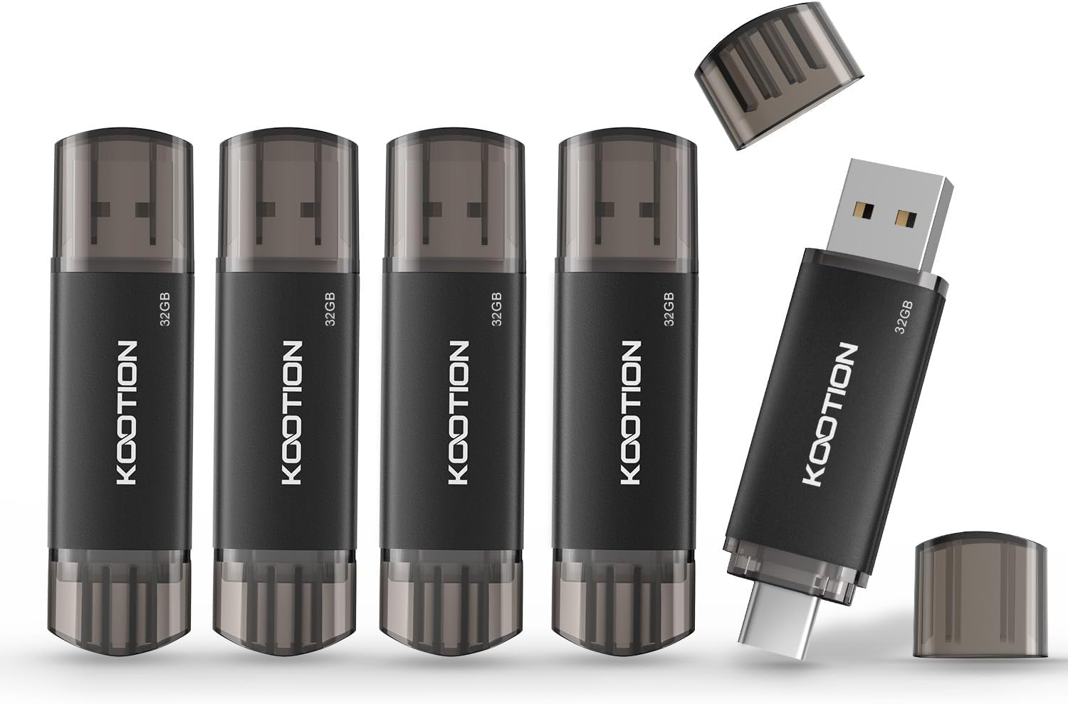 KOOTION USB Flash Drive C 32GB 5 Pack USB C OTG 2.0 2 in 1 USB Flash Drive Type C 32GB Storage for Android/Window/Pc/Macbook, Huawei/Xiaomi/Samsung, External Data Storage image number 2