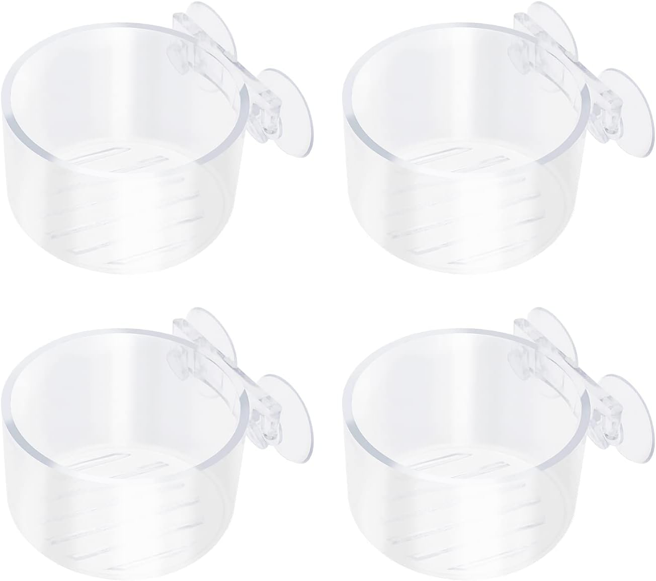 Ecsing 4PCS Red Worm Feeder with Sucker Fish Tank Plant Shrimp Acrylic Feeding Bowl Bloodworm Water Food Dish Transparent Feeding Cup for Fish Shrimp Fish Tank image number 1