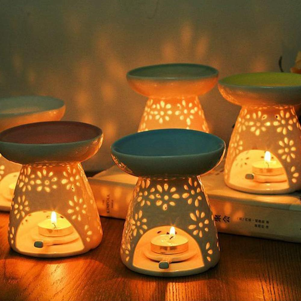 Sculpture Statue Antiques Collectables，Ceramic Tea Light Holder, Aromatherapy Essential Oil Burner, Wax Warmer Great Decoration for Living Room, Balcony, Patio, Porch and Garden,E (Color : D) image number 3