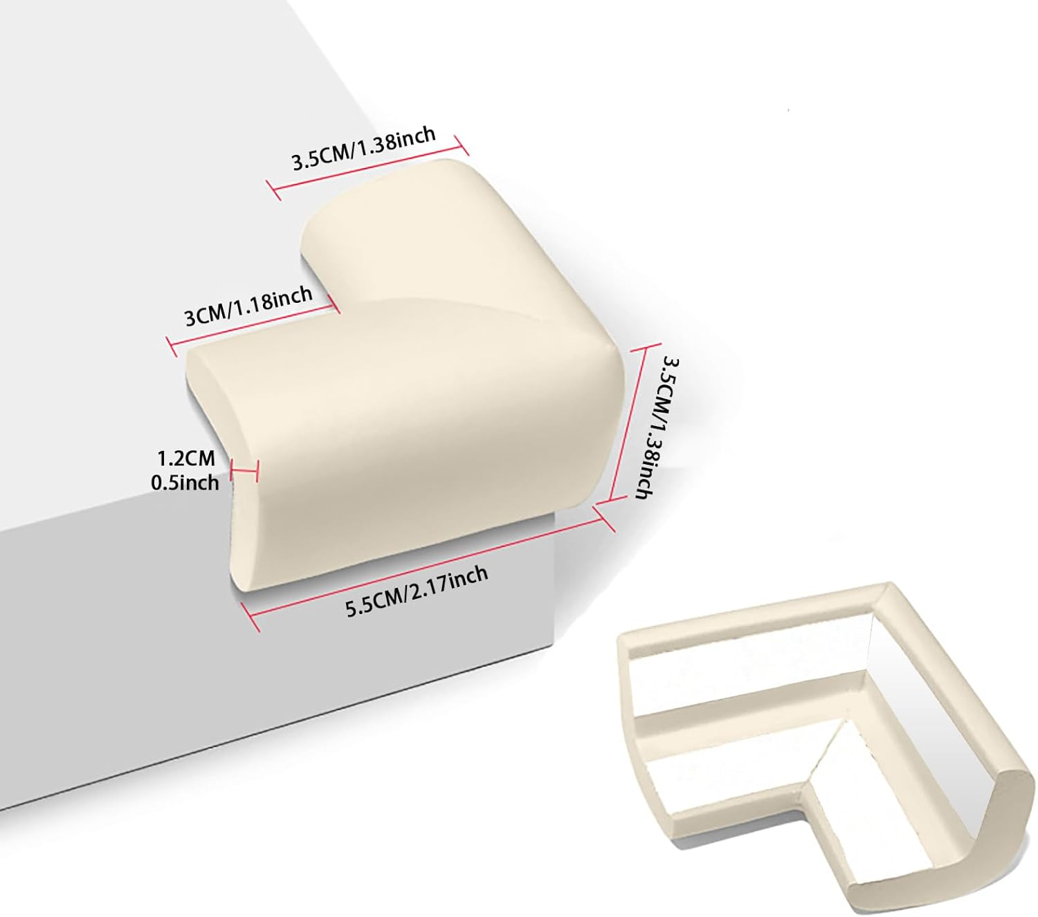 12 Packs Baby Safety Corner Guards for Baby Proofing Furniture Soft Foam Corner Covers Furniture Corner and Edge Safety Bumpers Baby Proofing Safety Corner Protectors for Table, Desk, Sofa (Beige) image number 1
