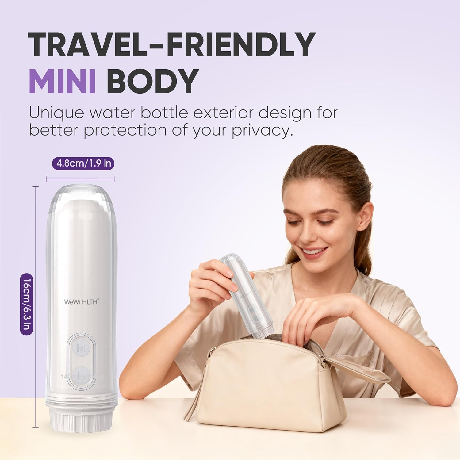 Portable Bidet - Mini Foldable Handheld Personal Travel Bidet with 2 Pressure Options Electric Sprayer Toilet for Personal Hygiene Cleaning/Soothing Postpartum Care/Perineal & Hemmoroid Treatment - Pink image number 4