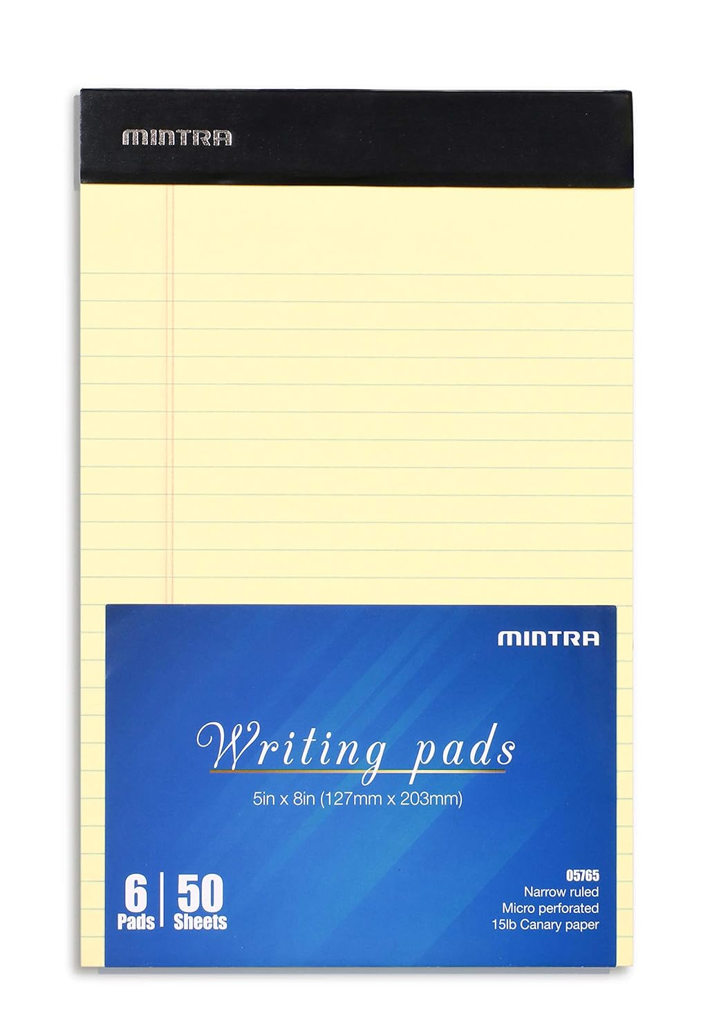 Mintra Office Legal Pads - ((Basic Canary 6Pk, 5In X 8In, Narrow Ruled)) - 50 Sheets per Notepad, Micro Perforated Writing Pad, Notebook Paper for School, College, Office, Business image number 3