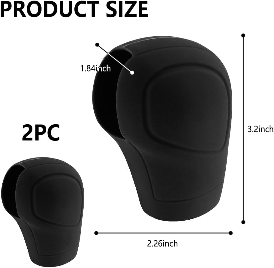 2PCS Car Gear Shift Cover - Silicone Auto Gear Shift Knob Cover - Preventing Automatic Shifter Knobs Aging - Universal Car Interior Decor Accessories for Women or Man (Black) image number 6