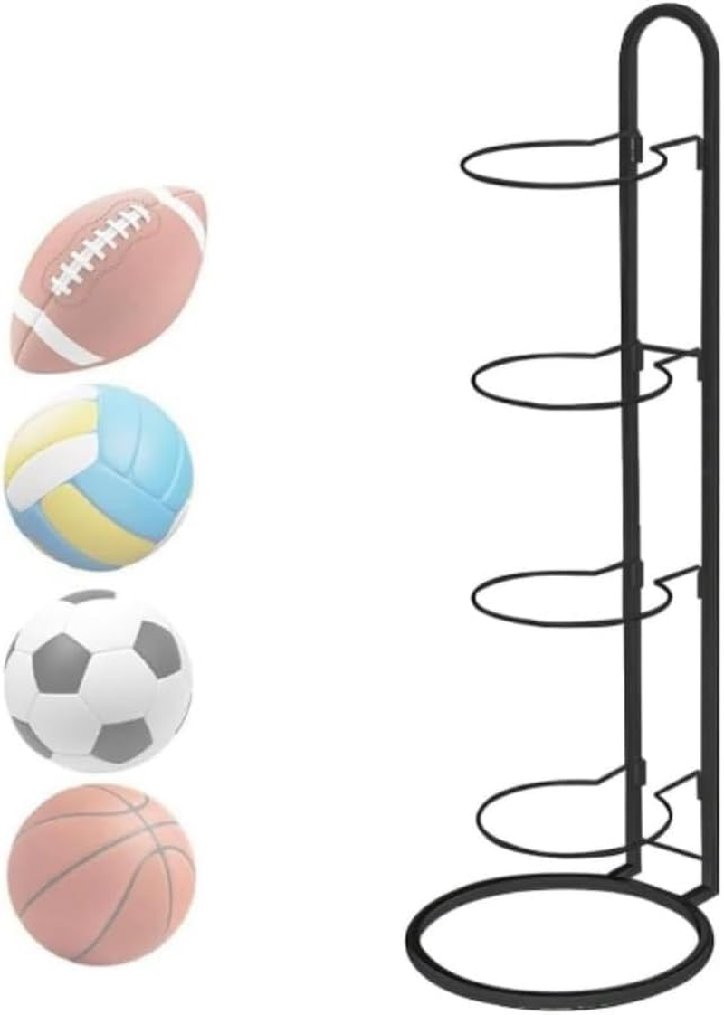 4-Tier Vertical Ball Rack, Movable Ball Sports Equipment Storage Rack, Removable, Space Saving, Suitable for Basketball, Football, Volleyball, Rugby Storage image number 1