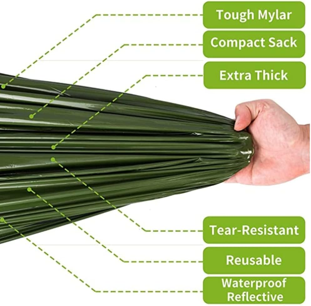 Survival Sleeping Bag, 2Pack Emergency Sleeping Bag Bivvy Bag, Reusable Portable Emergency Rescue Blanket Lightweight Waterproof Thermal Bivy Sack with 2 Whistle for Outdoor Camping image number 1