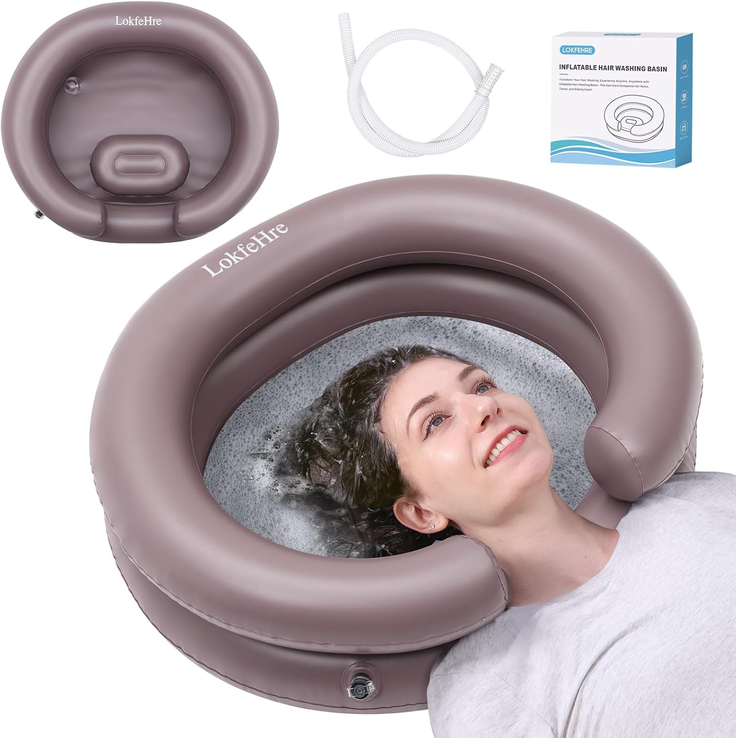 Large Portable Inflatable Hair Washing Basin for Bedridden - Wash Hair in Bed with Inflatable Shampoo Bowl.Hair Washing Basin for Elderly,Disabled,Injured,Ideal Inflatable Sink for Locs Detox