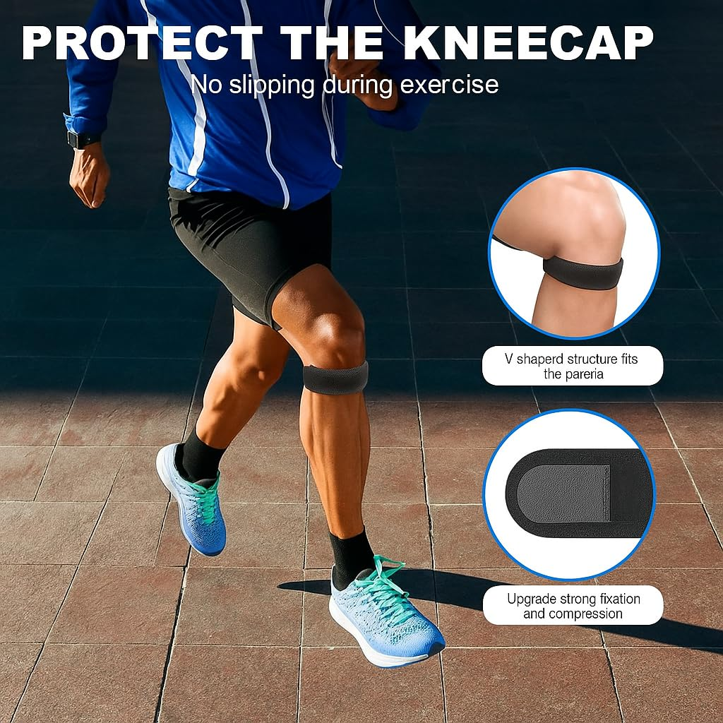 2 Pack Knee Braces for Women and Men, Knee Pain Relief Support Brace Hiking, Patella Knee Support Strap, Basketball, Running, Hiking, Tennis