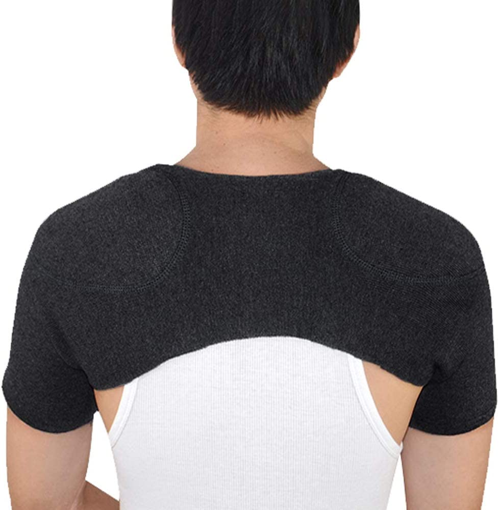 ITODA Double Shoulder Brace Warm Support Stability Compression Sleeve Wrap Recovery Office Home Knit Cashmere Guard for Rotator Cuff Shoulder Chronic Tendonitis Pain Relief