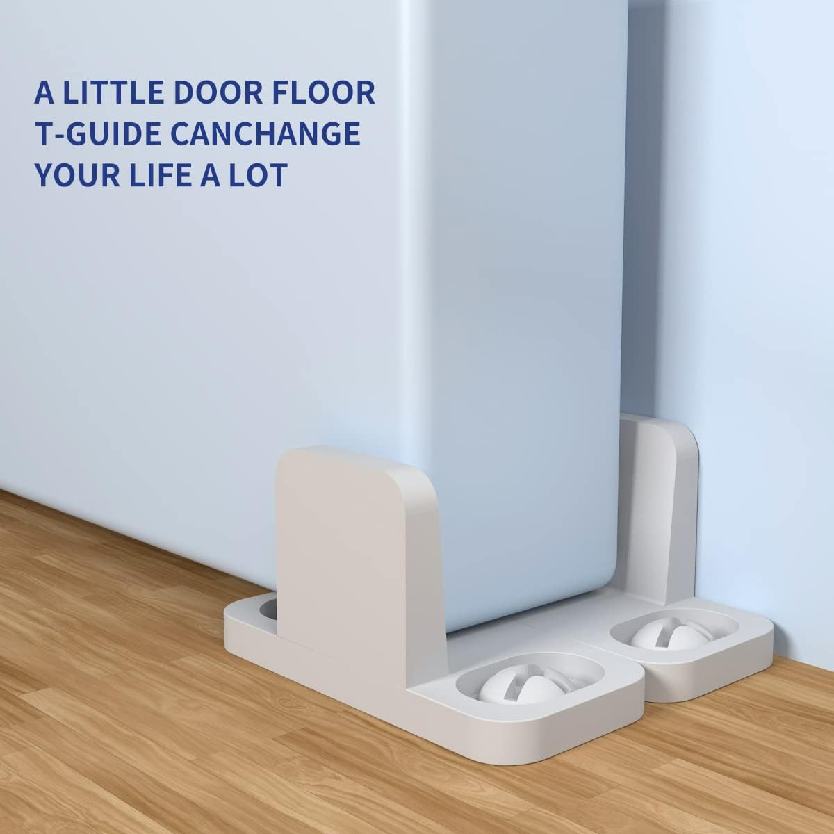 Sliding Barn Door Floor Guide,Floor Mounted Bottom T- Guides， Adjustable Barn Door Floor Guide，Plastic T Shape Track Guide，White(4Pk) - B01 image number 5