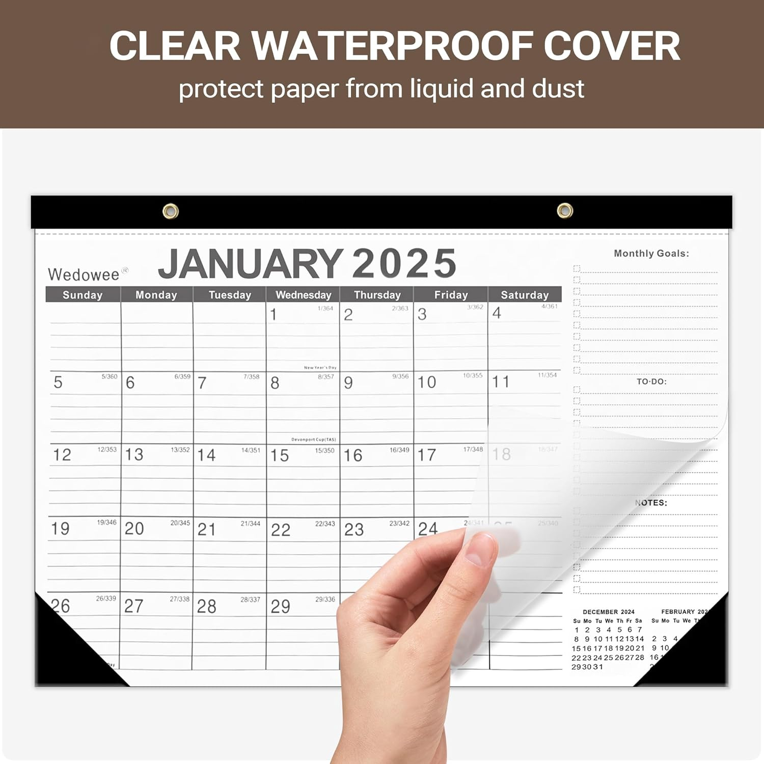 Wall Calendar 2025-2026 with Holiday Reminder, 18 Months Desk Calendar Runs from January 2025 to June 2026 - Large Desktop/Wall Monthly Calendar Planner for Home School, or Office Daliy Plan 43 X 30Cm image number 2