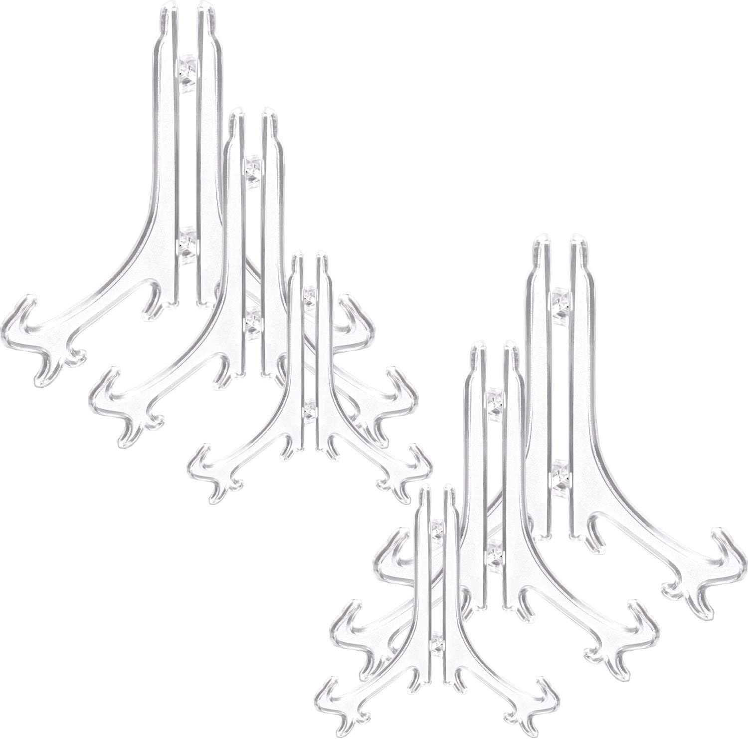 Thyores 6-Pack Plastic Easels, 4/6/8 Inches Clear Easel Display Stand/Plate Holders to Display Pictures, Items