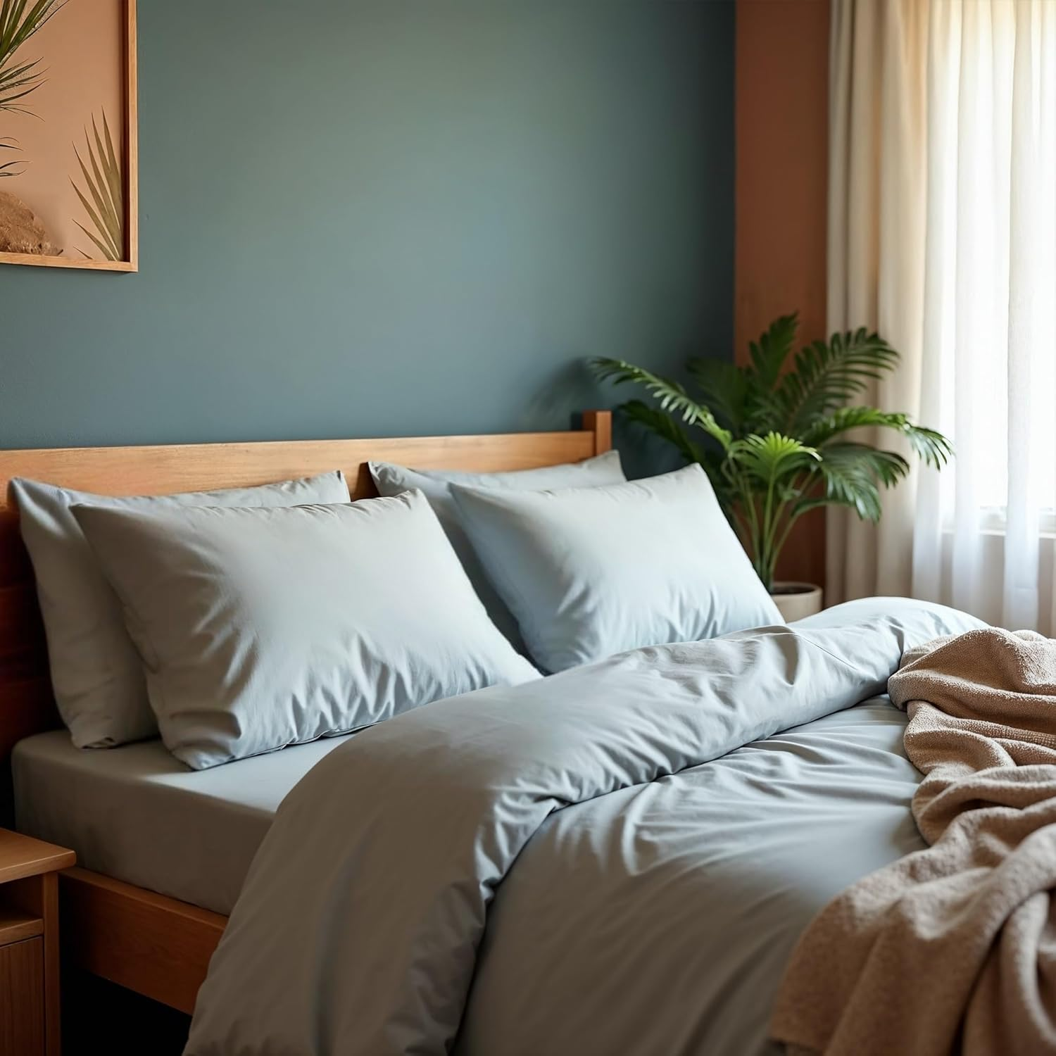 Royal Comfort Quilt Cover Set 1000TC Cotton Blend, Super Soft, Luxury, 1 X Quilt Cover, 2 X Pillowcases (3 Pcs, King, Silver) image number 2