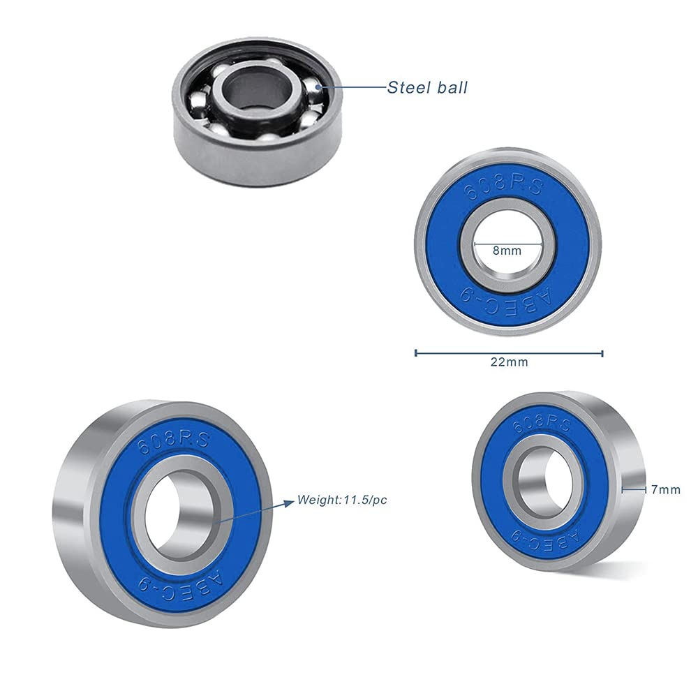 Scooter Wheel Bearings,Skateboard,Roller Blade Bearings,608Rs Abec-9,10Pcs