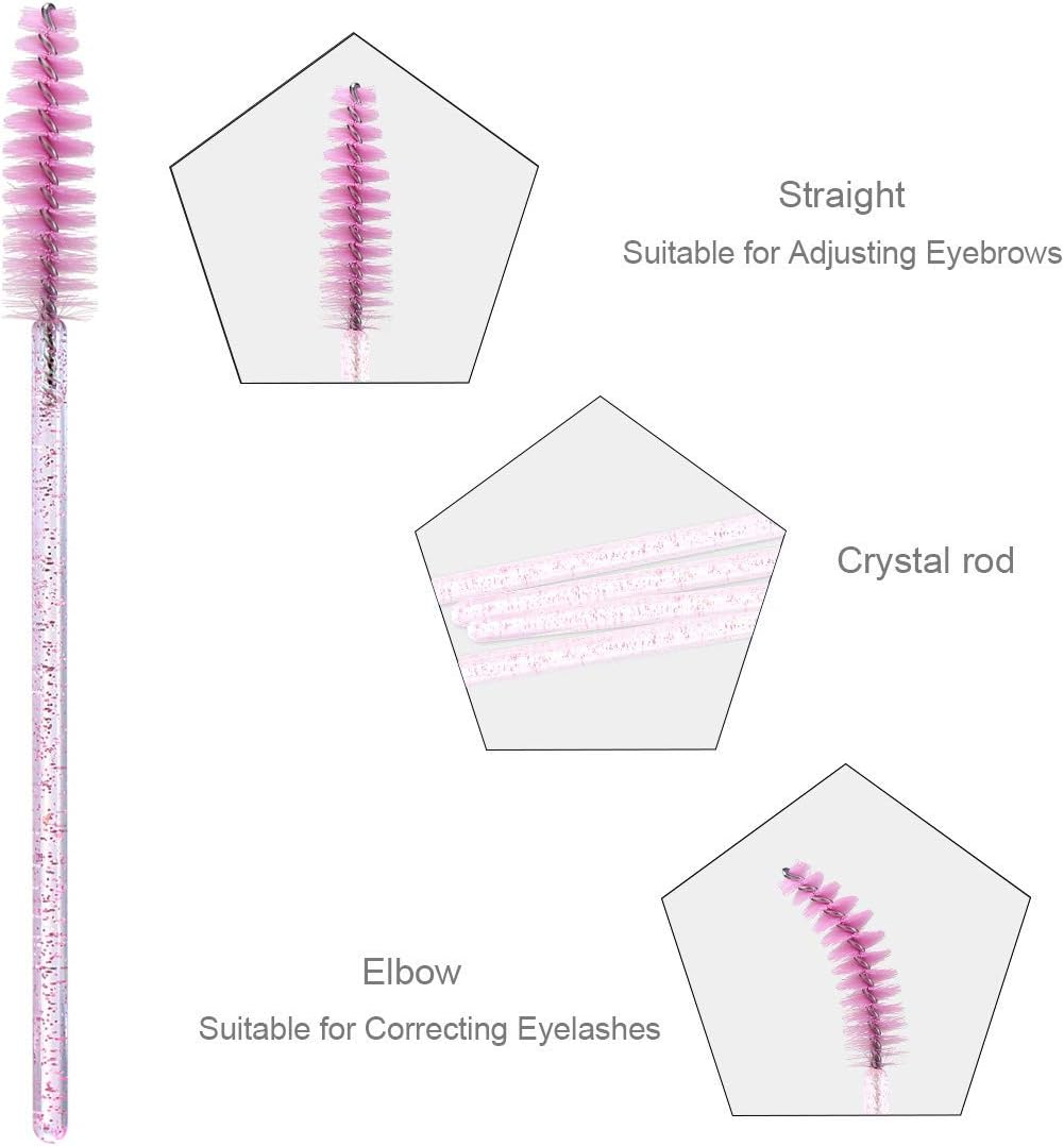 Elisel 100 PCS Disposable Mascara Brushes Crystal Eyelash Brushes Mascara Wands Applicator Eyelash Extensions Makeup Tools Eyebrow Brush (Pink) image number 6