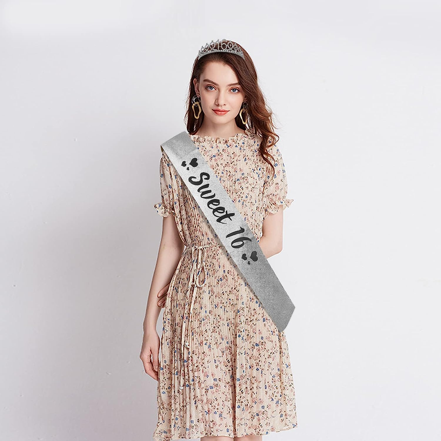 80Th Birthday Sash and Tiara for Women, 80 & Fabulous Sash and Tiara Birthday Crown - Silver image number 6