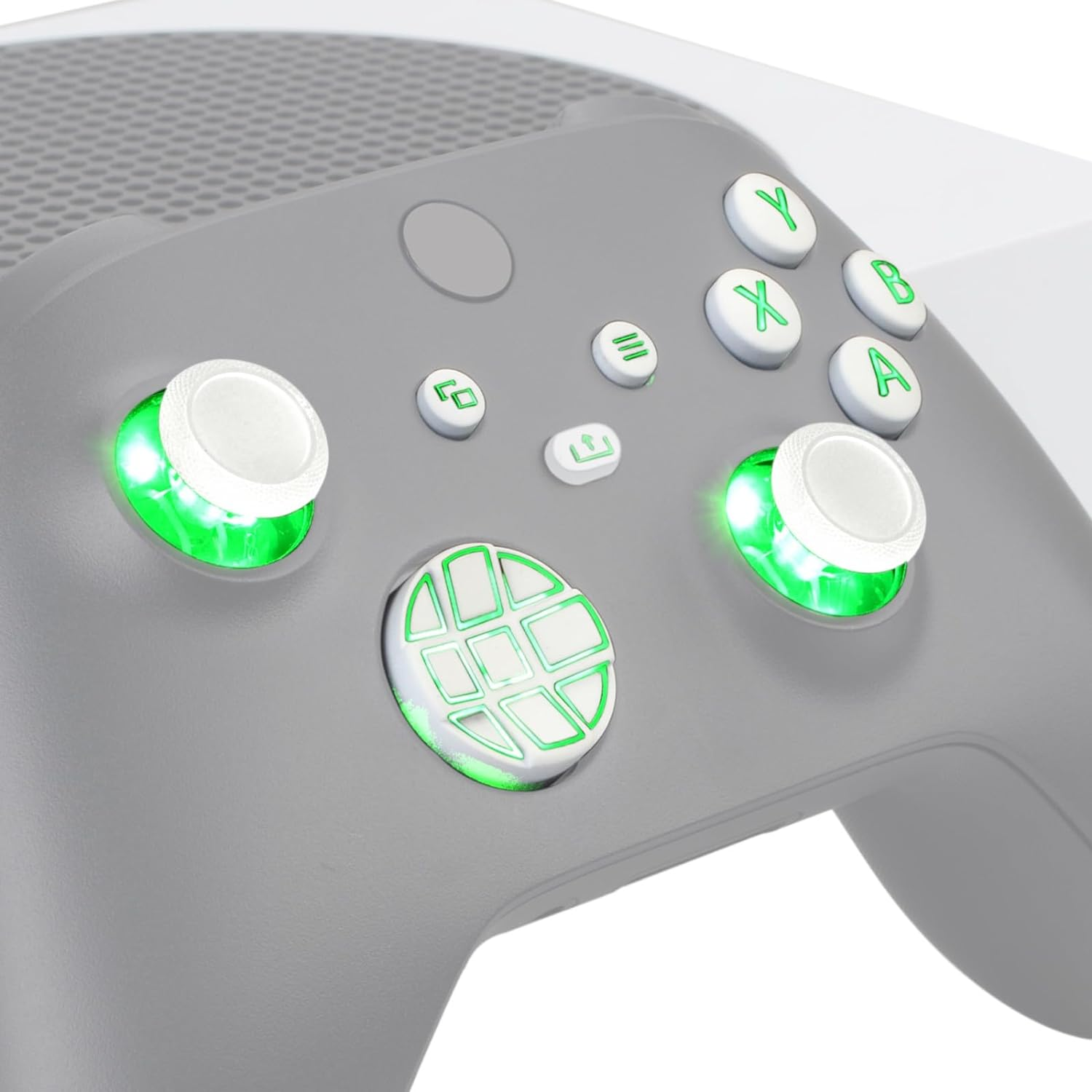 Extremerate Multi-Colors Luminated Dpad Thumbsticks Start Back Sync ABXY Buttons for Xbox Series X/S Controller, White Classical Symbols Buttons DTF LED Kit for Xbox Core Controller image number 6