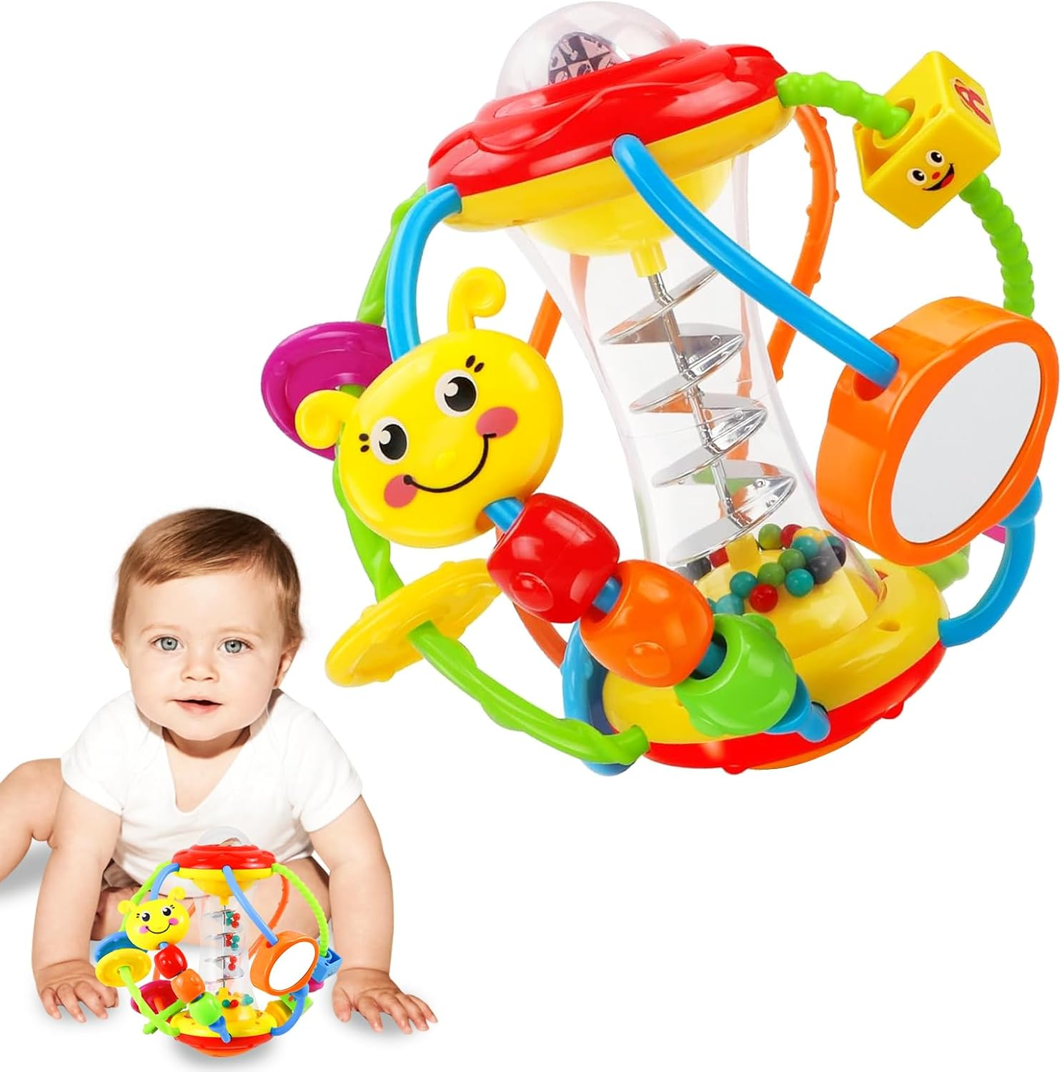 Baby Toys 0-6 Months Rattle Activity Ball, Sensory Baby Toy 6 to 12 Months 3-6 Months, Shaker Grab Spin Crawling Infant Toys, Education Learning Newborn Baby Gifts 0 3 4 6 9 Months Boys Girls image number 6