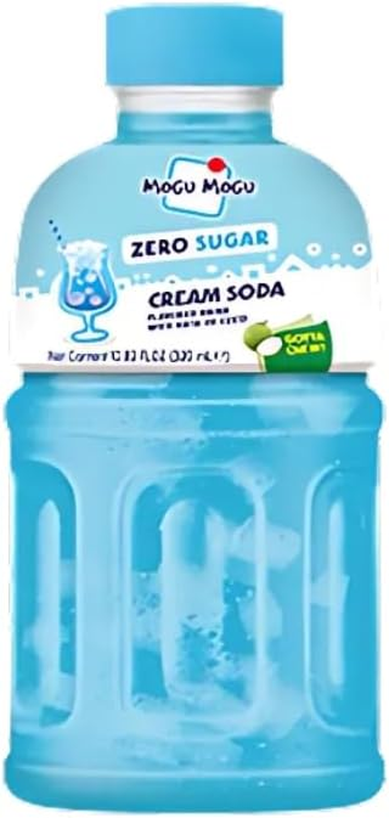 Mogu Mogu Cream Soda Zero Sugar Drink with Nata De Coco | Asian Drinks with Chewy Fruit Bits | Refreshing Low Calorie Mogu Mogu Drink | Nata De Coco Drinks | 320Ml Bottle
