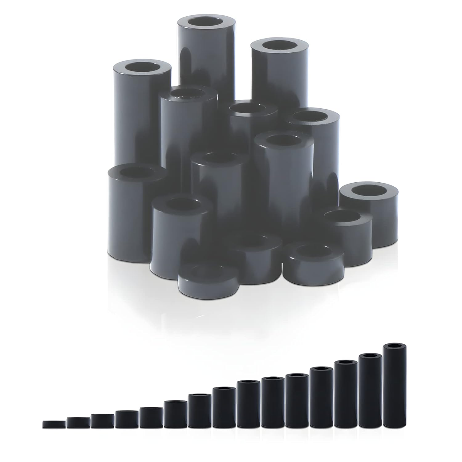 235Pcs ABS Black round Spacer OD 7Mm ID 4.1Mm for M4 Screws 15Sizes Non-Threaded Column Standoff Support Spacer round Straight Tube Plastic Washer Standoff image number 4