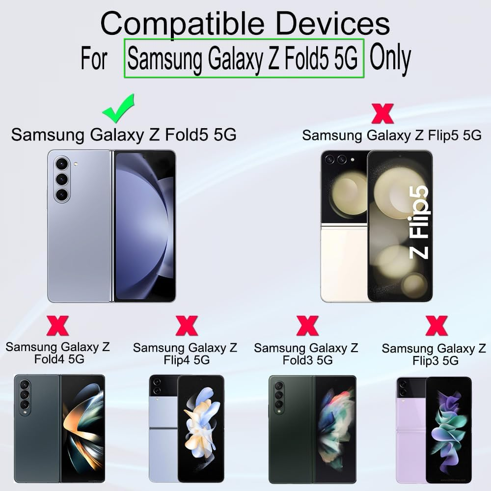 IBYWIND Screen Protector for Samsung Galaxy Z Fold 5 5G,2 Pack 9H Tempered Glass+1 Pack Metal Camera Len Protector+1 Back Film,Hd Clear,Bubble Free,Easy Install,Fingerprint Compatible image number 2