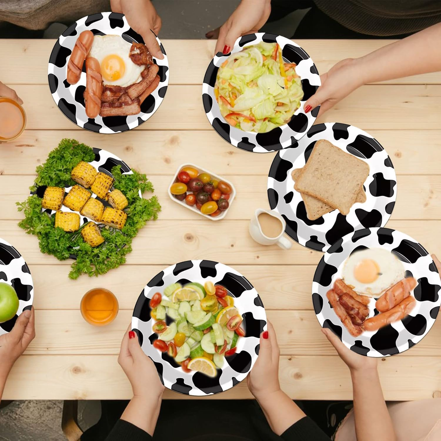 50PCS Cow Print Plates 9 Inch Cow Paper Plates Jungle Safari Party Supplies Animal Print Party Plates Cow Theme Birthday Party Plates Paper Food Trays Baby Shower Jungle Party Decorations