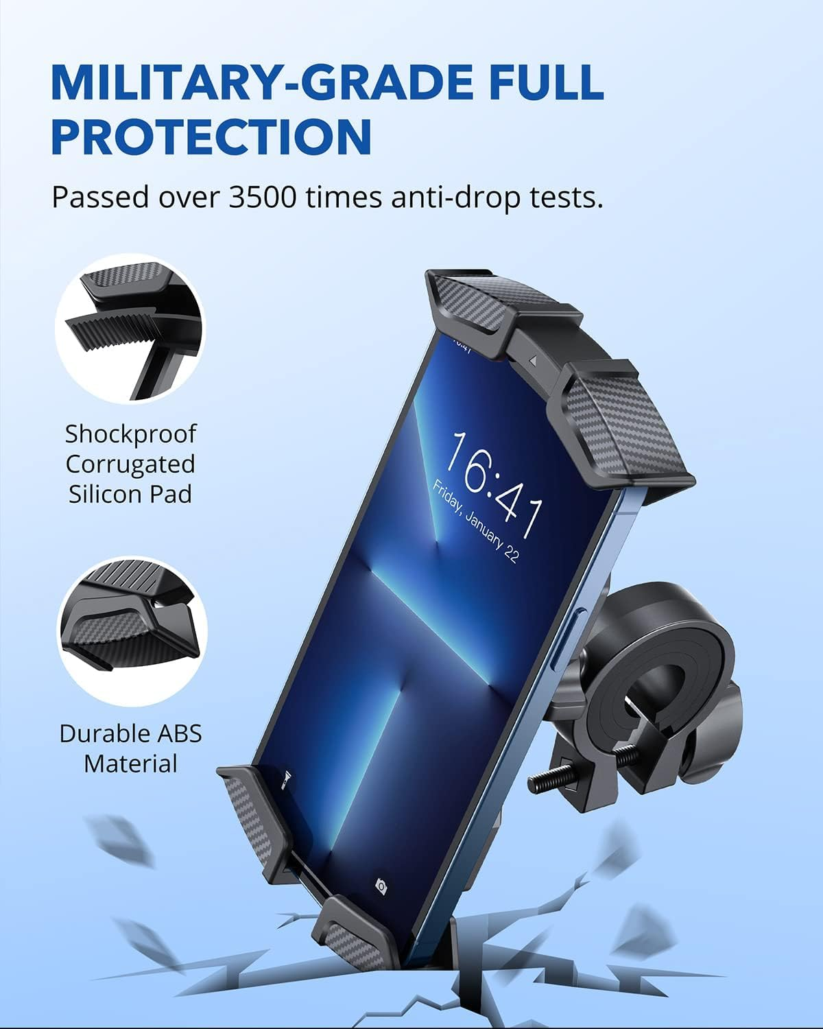 Ecomoonbyter Universal Bike Phone Holder, Adjustable Cell Phone Mount for 4.7-6.8" Phones, Compatible with Iphone/Galaxy/Pixel and More image number 4