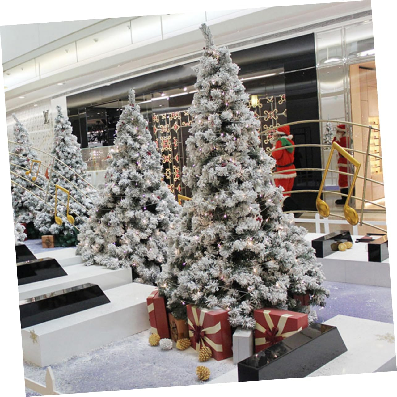 Artificial Snowy Xmas Tree Decoration 60Cm 70-Branch Simulation Xmas Tree with Dense Flocking, White Velvet Christmas Ornament for Home Holiday Festival Random Style image number 4