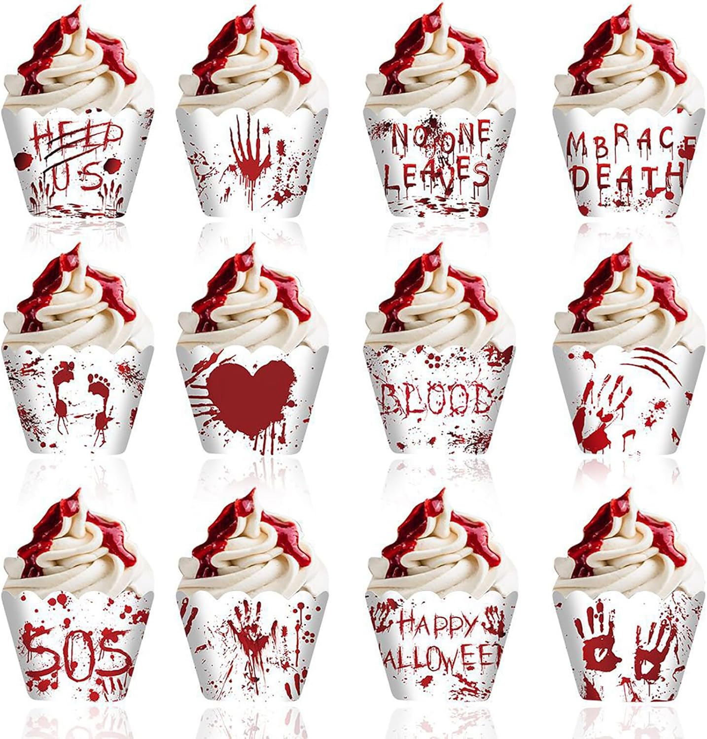 Halloween Party Cake Decorations Horror Bloody Hand Cupcake Toppers Baking Kitchen Dessert Food Supplies 24Pcs image number 1