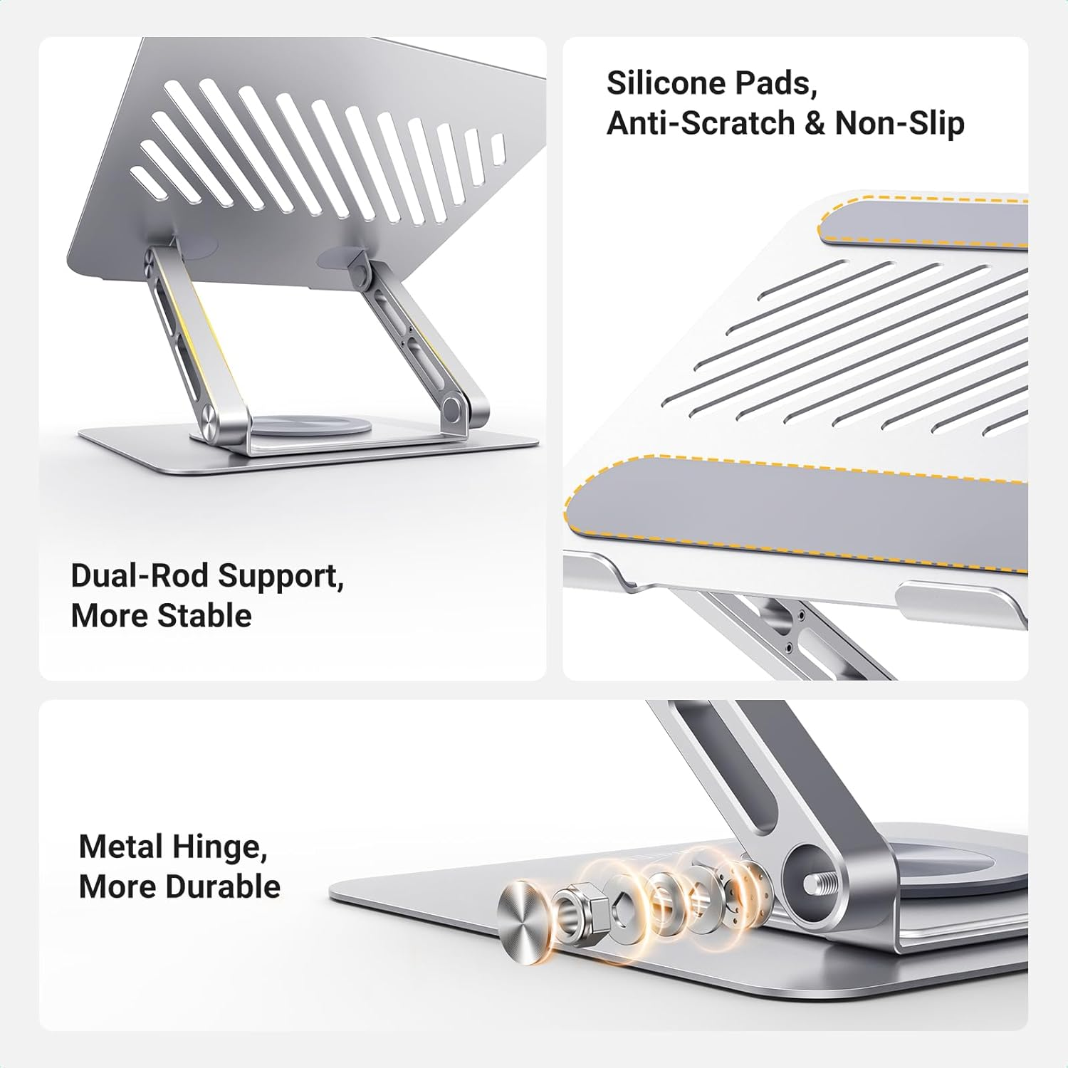 UGREEN Laptop Stand for Desk Holder with 360&deg; Rotating Base, Adjustable Computer Riser Ergonomic, Compatible with Macbook, Notebook, up to 17.3 Inch image number 6