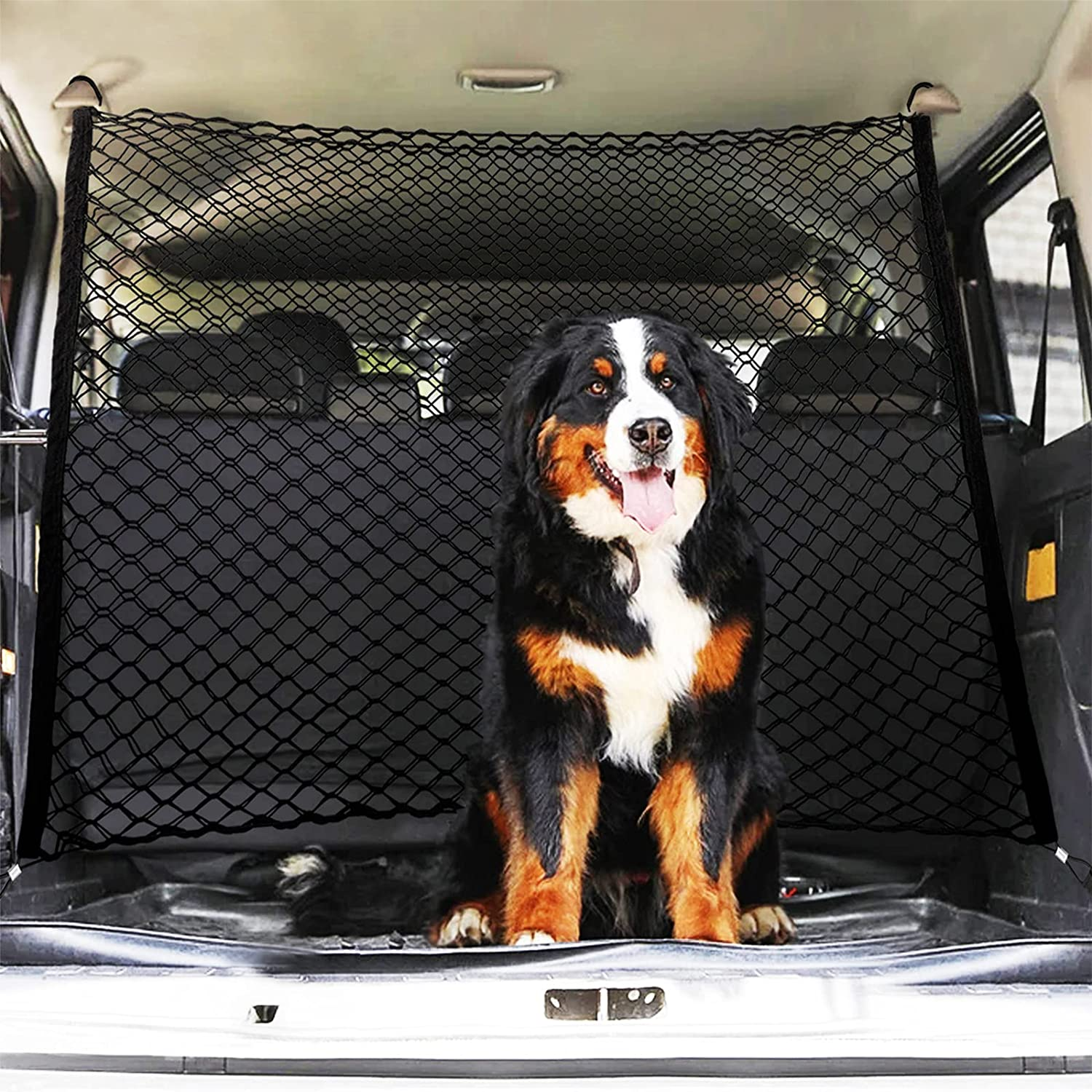 Dog Car Barrier, Double Layer Adjustable Pet Separation Net Compatible with SUV Vans Trucks 47.24X33.85 image number 4