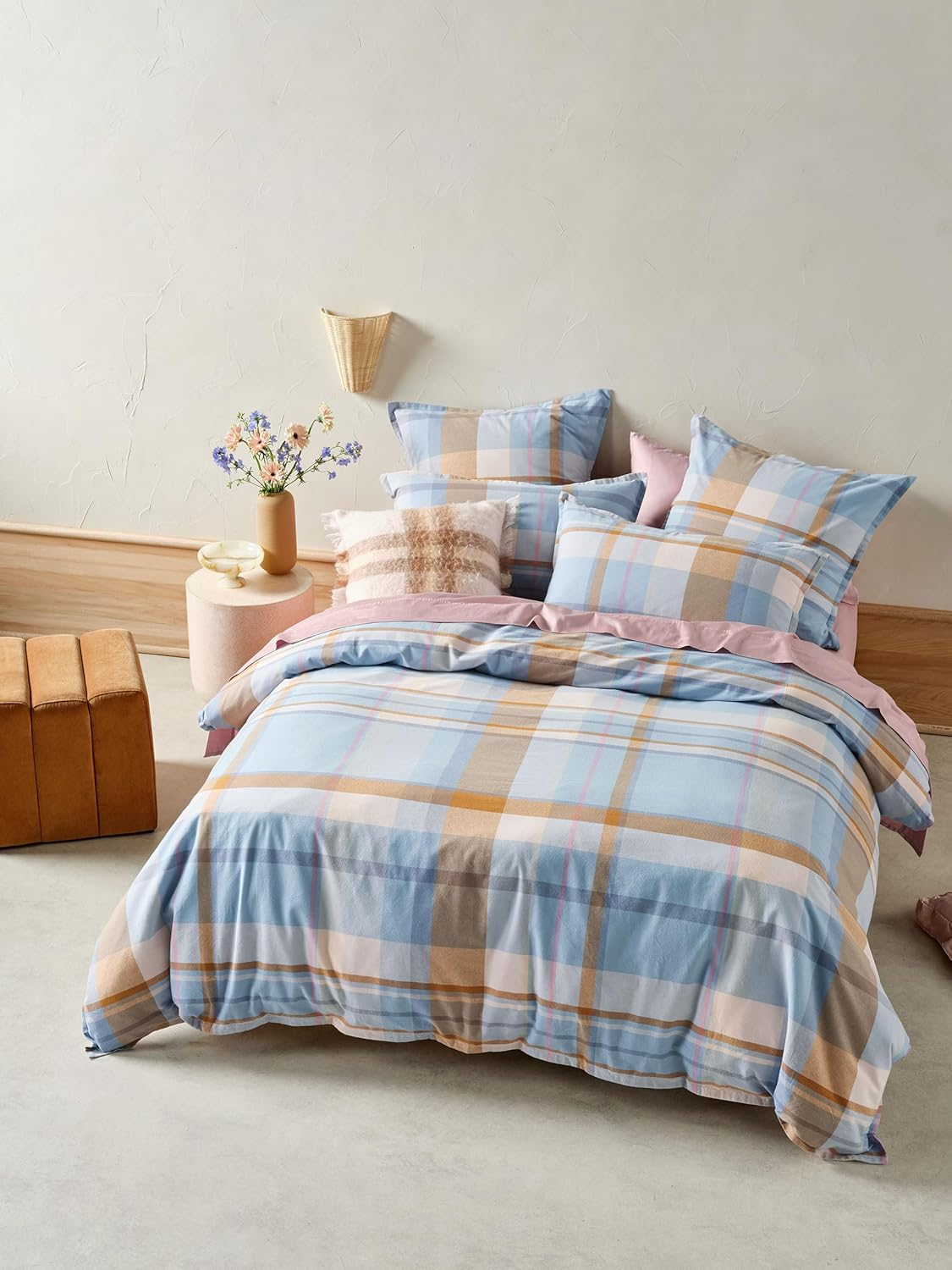 Linen House Lennon Blue Queen Bed Quilt Cover Set