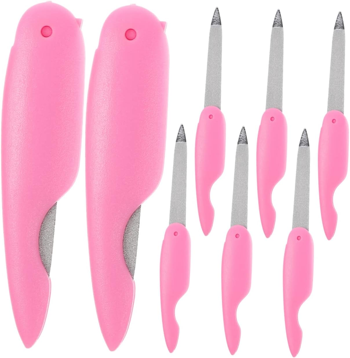 LIFKOME 8Pcs Folding Mini Nail Files Small Trim Nail Buffer Double-Sided Sanding Manicure Pedicure Tools for Travel and Home Use Pink