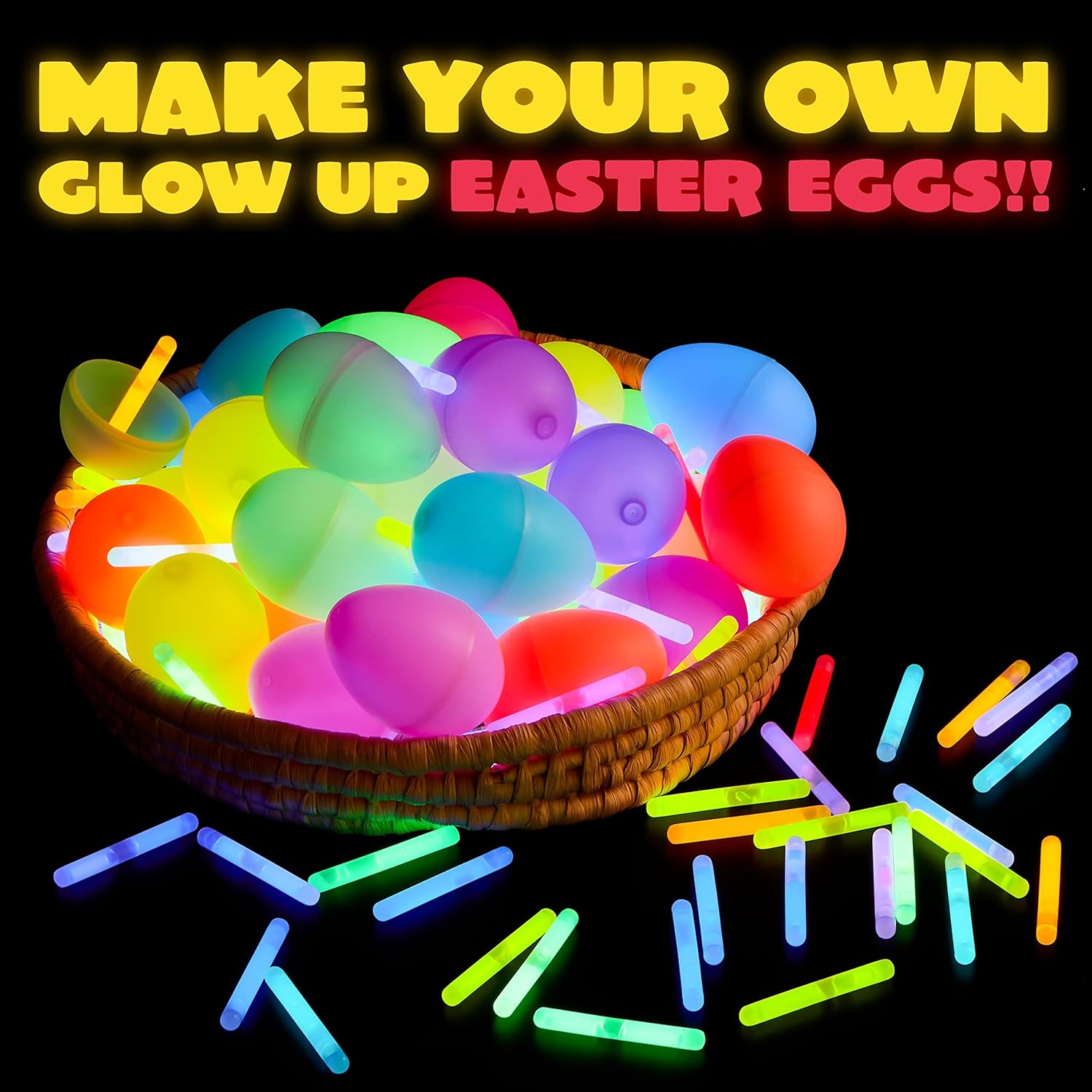 JOYIN 200 Pcs Mini Glow Sticks Bulk with 8 Colors for Glow Easter Egg, Kids Glow-In-The-Dark, Easter Basket Stuffers Fillers Gift, Easter Eggs Hunt Game and Easter Party Favors Decorations image number 4