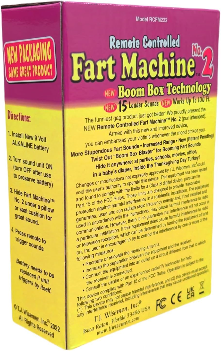 Loftus Fart Machine 2 - 15 Unique Sounds, 100Ft Range, Black, Adult Prank Item image number 3