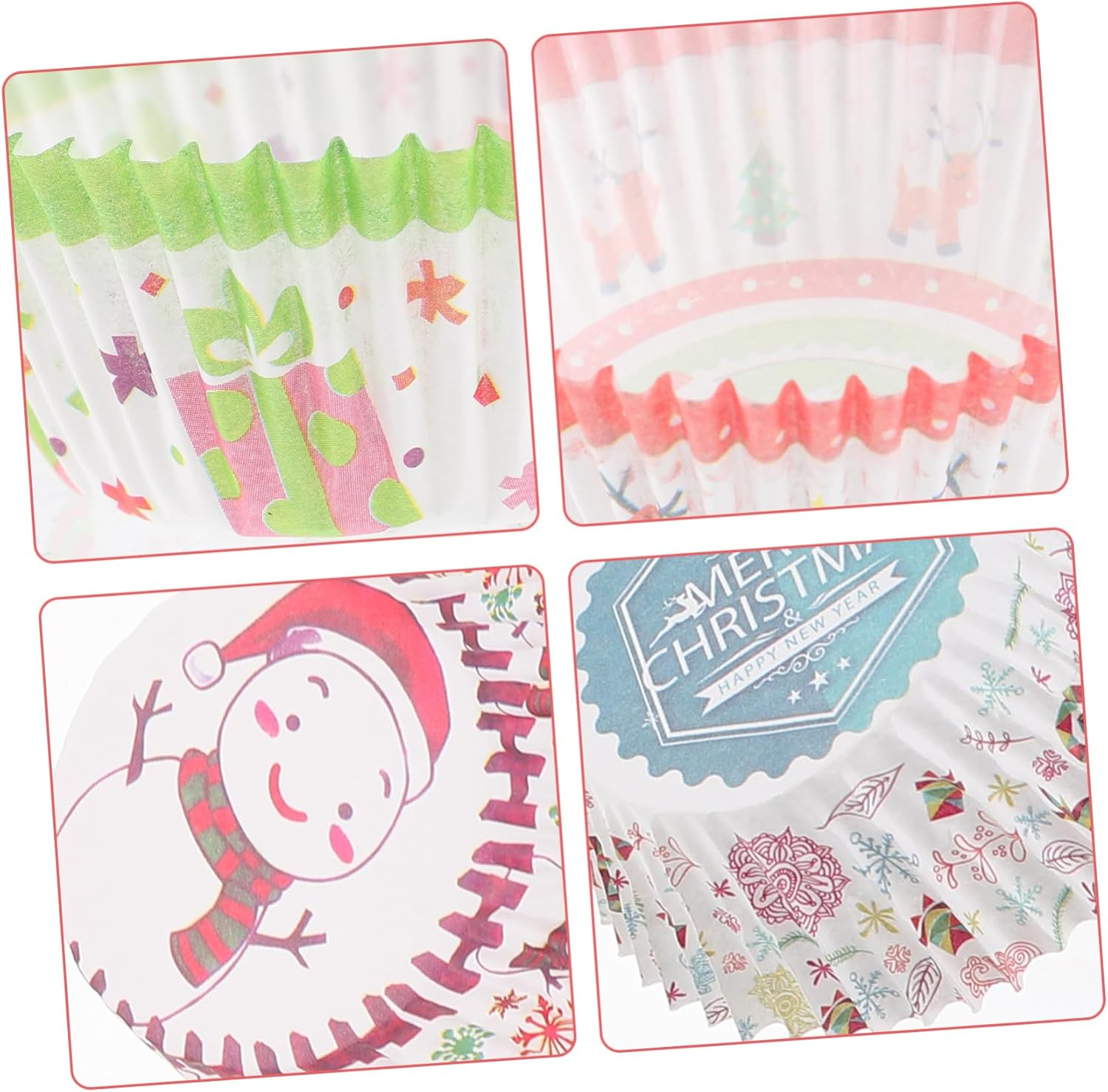 Christmas Mini Paper Cupcake Liners Greaseproof Baking Muffin Wrappers 400Pcs Small Cake Cups with Holiday Prints for Festive Baking image number 6