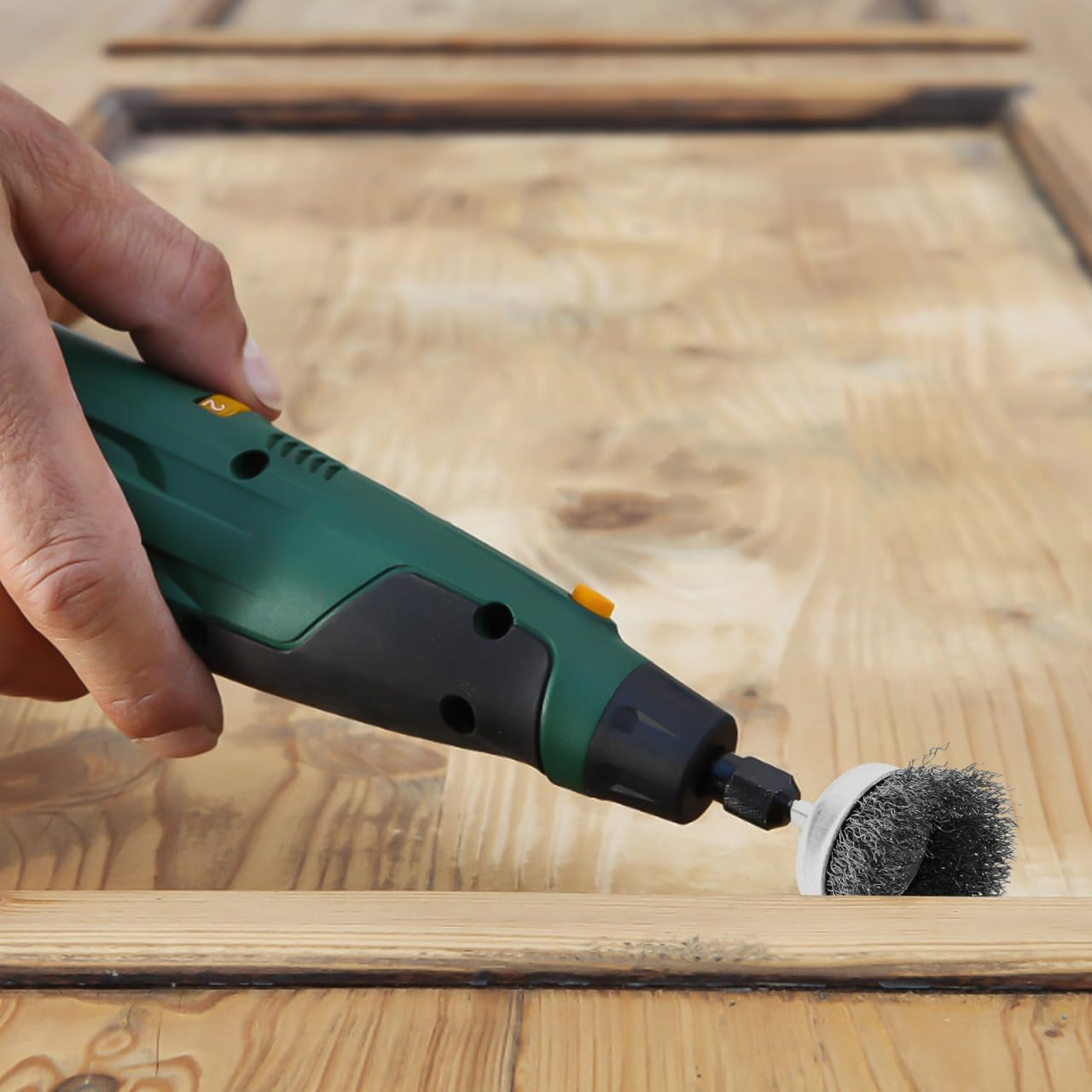 Angoily 2Pcs Hexagonal Handle Steel Wire Brush Set for Electric Drill Rust Removal and Multi-Material Cleaning Including Wood and Dishware Polishing image number 5