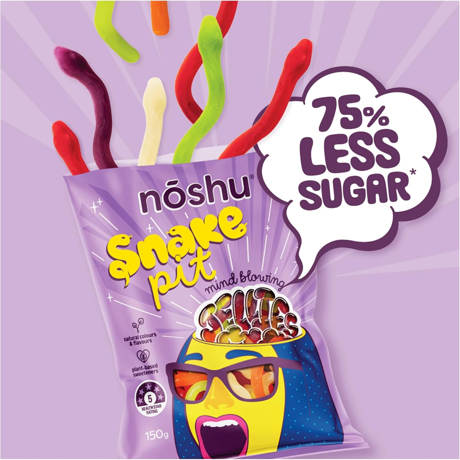 Noshu Less Sugar Jellies &ndash; Snake Pit 150G image number 2