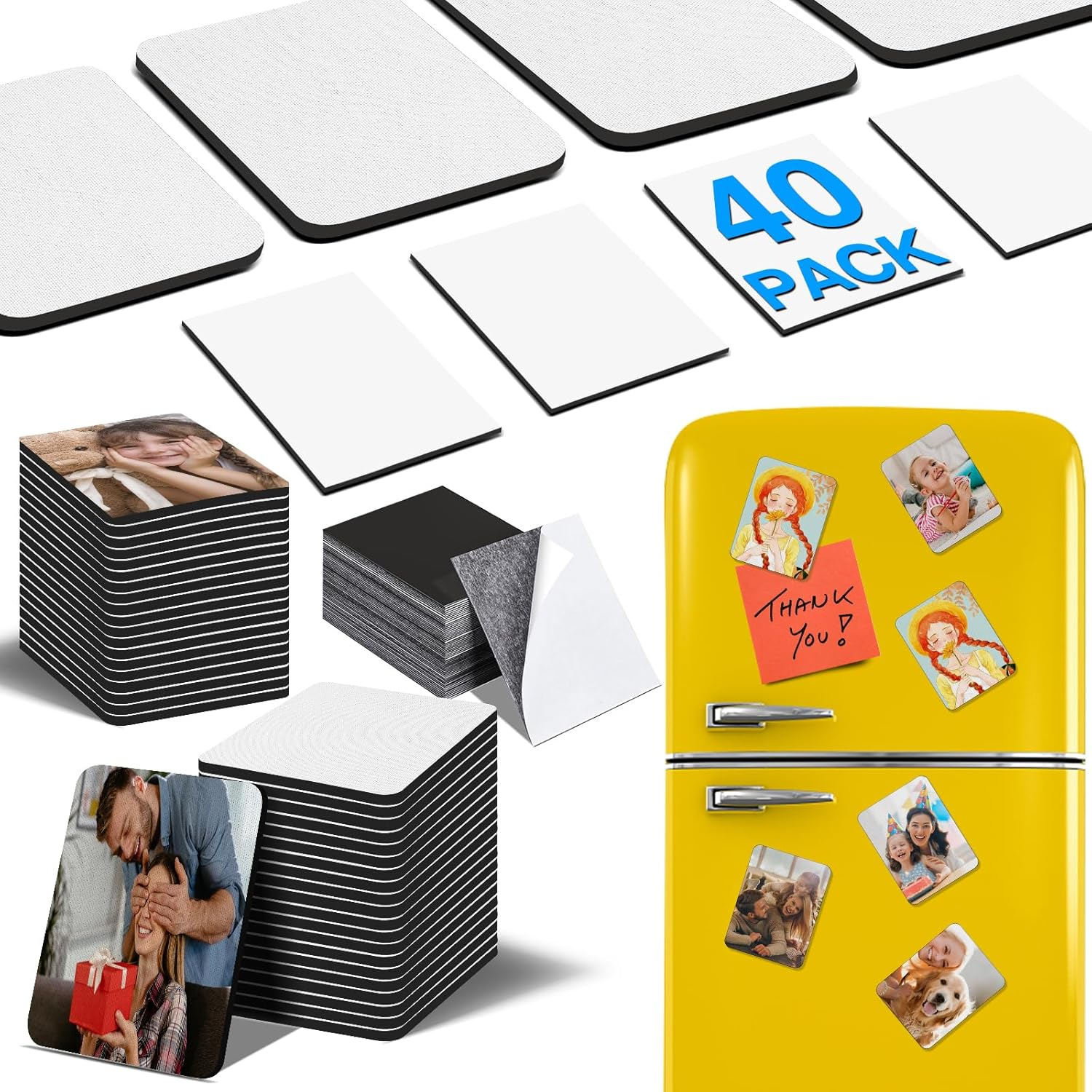 FPVLR 80Pcs Sublimation Magnet Blanks Set, Personalized Refrigerator for Home Kitchen Microwave Oven Decor or Office Calendar with 40PCS Blank Rubber Pad(6X8Cm), DIY Soft Magnetic image number 4