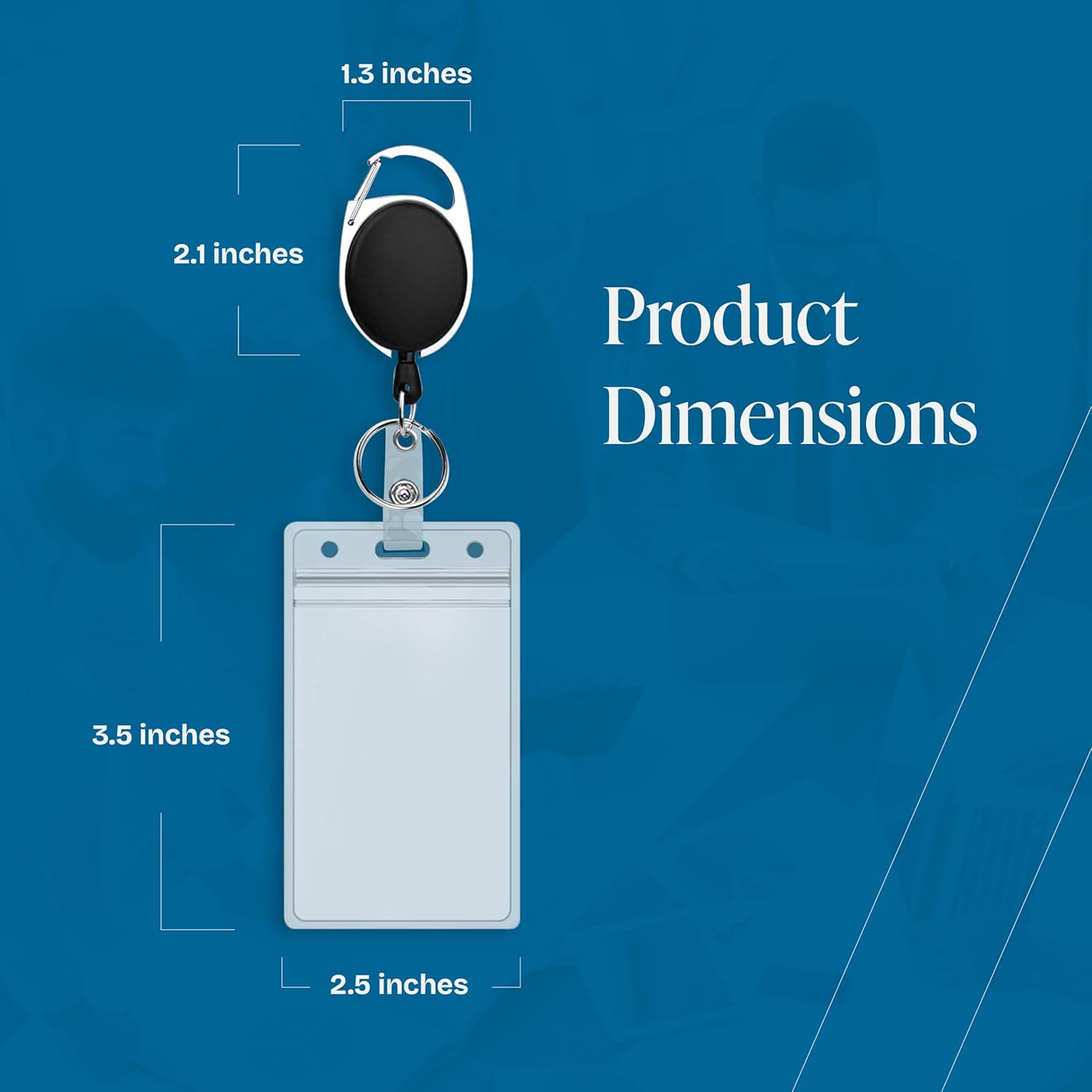 2 Pack ID Badge Holder with Clip Badge Reels Retractable Heavy Duty Clear Id Card Vertical Lanyard Holder with Carabiner Badge Reel with 24 Inches Pull Cord image number 2