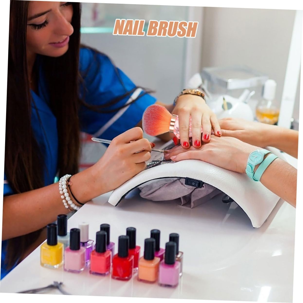 2Pcs Portable Nail Powder Brush Diamond Shape Makeup and Nail Cleaning Tool for Manicure and Pedicure Stylish Design for Women image number 5