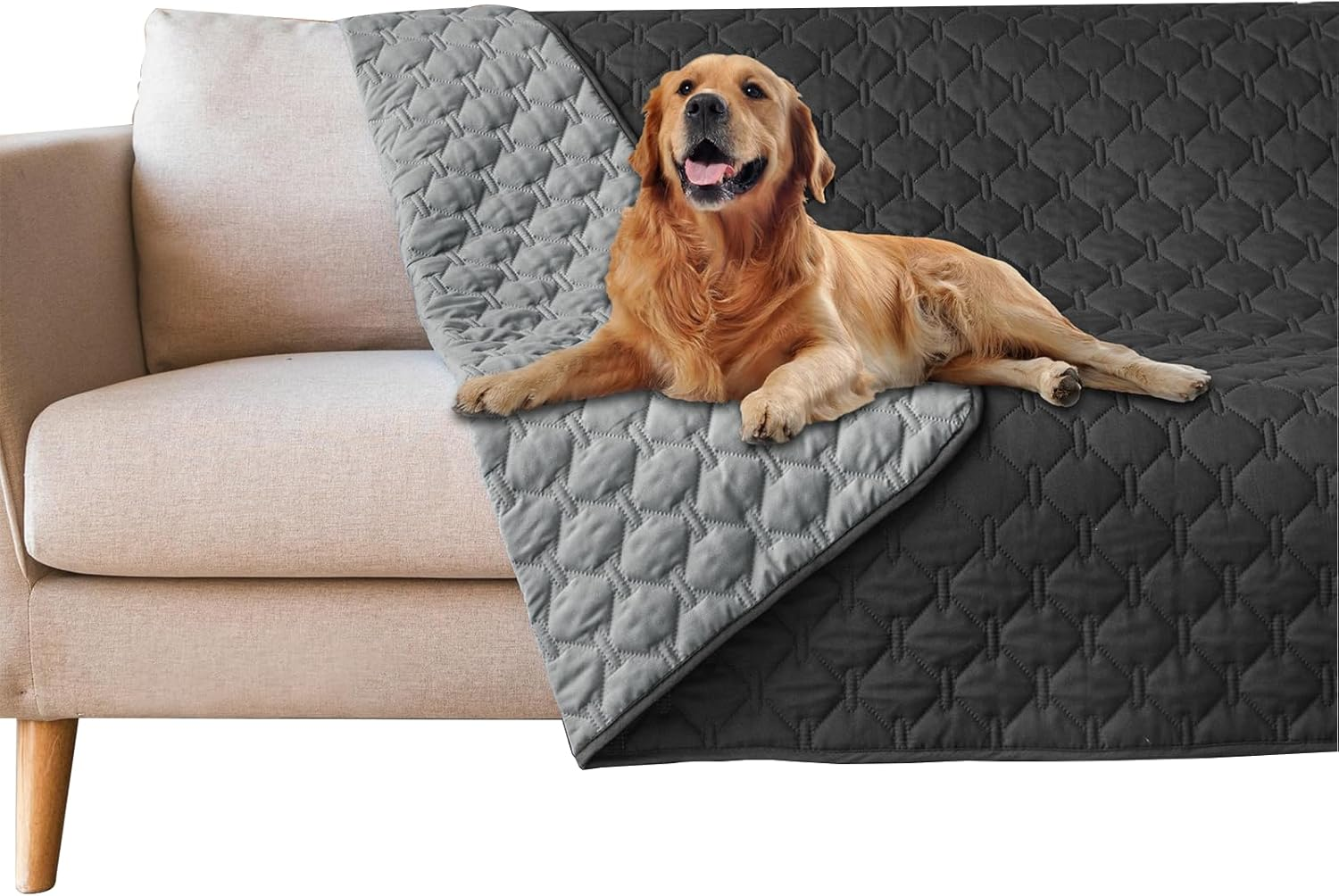 100% Double-Sided Waterproof Dog Bed Cover Pet Blanket Sofa Couch Furniture Protector for Kids Children Dog Cat, Reversible (130X200Cm (Pack of 1), Dark Grey/Light Grey) image number 5
