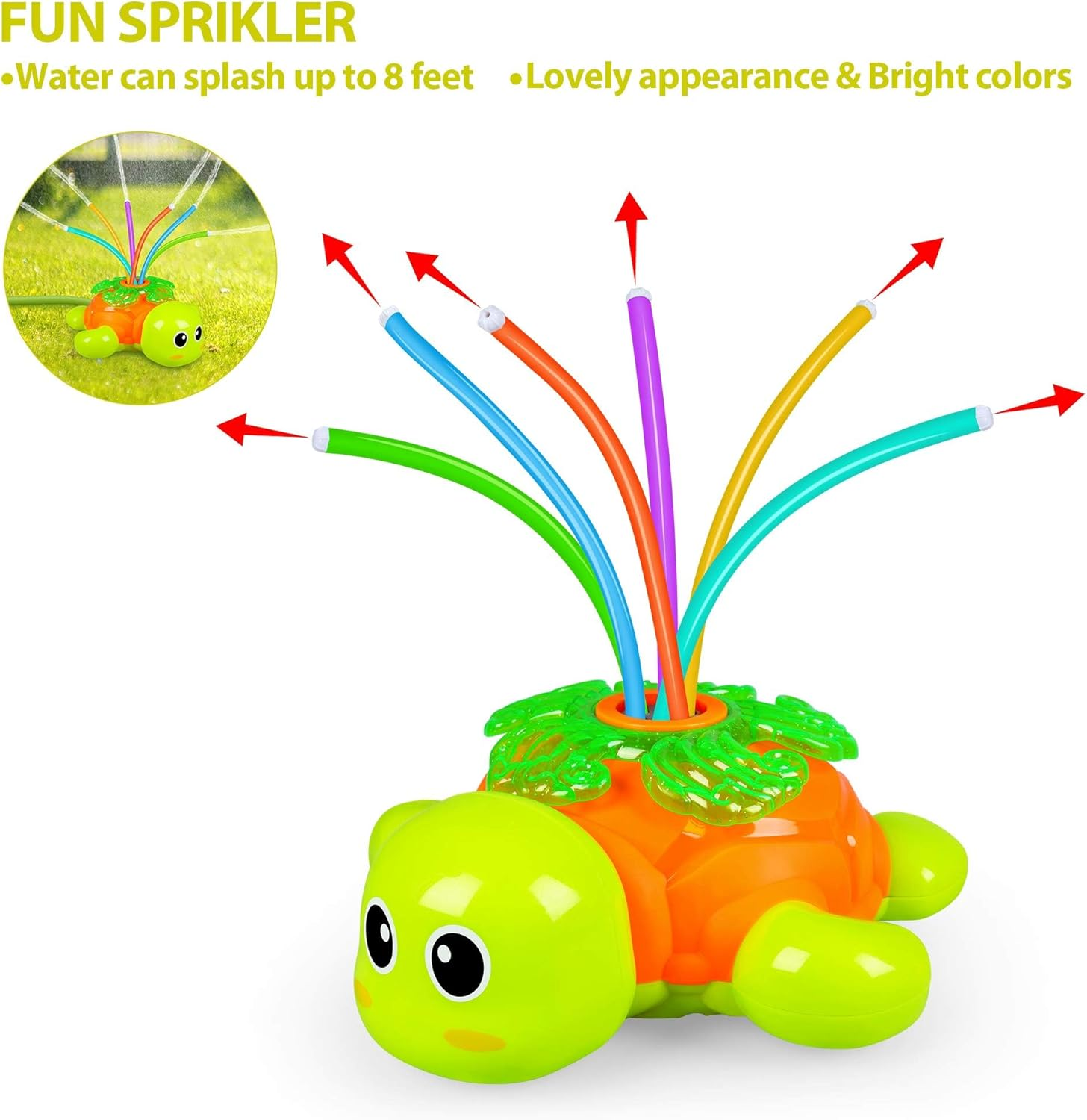 Outdoor Sprinkler for Kids - Backyard Rotating Turtle Sprinkler with Swing Tube - Splashing Toy for Summer - outside Garden Lawn Water Toys Gifts for 3 4 5 6 Boys and Girls image number 1