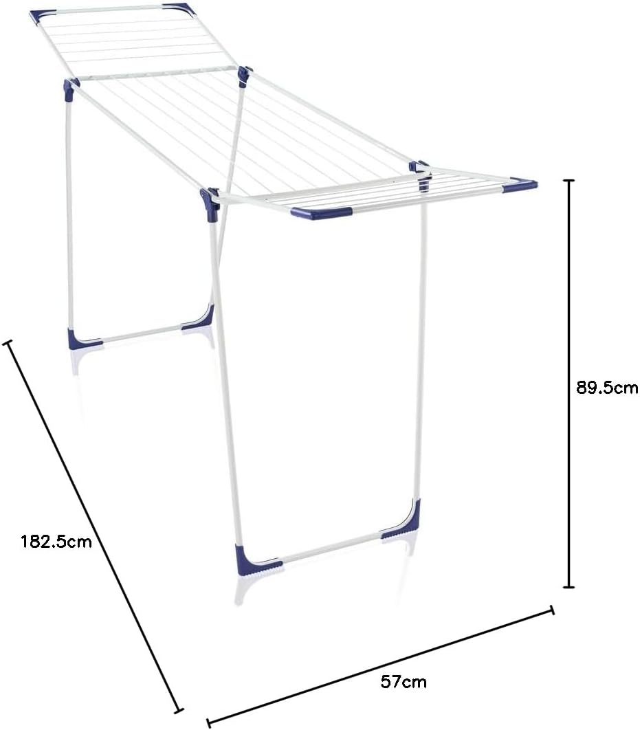 Leifheit Pegasus 180 Solid Clothes Airer Indoor Outdoor Laundry Drying Rack with 18M Line Space, Foldable Wings for Long Garments, Space for Two Loads, with Four Coat Hanger Hooks image number 1