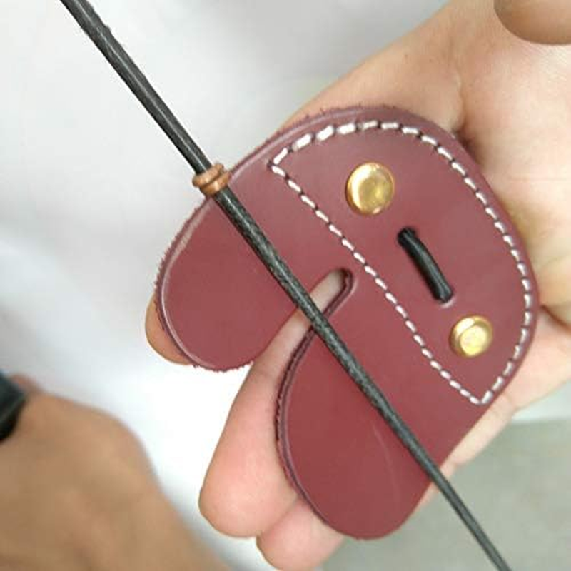 Cow Leather Archery Finger Tab Long Bow Hand Protector for Right Hand Brown image number 5