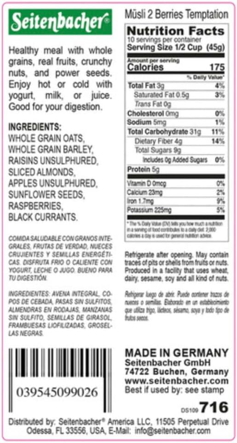 Seitenbacher Muesli #2 Berries Temptation, 16 Ounce (Pack of 6) image number 2